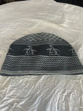 Original Penguin Gray and Light Gray Knit Beanie